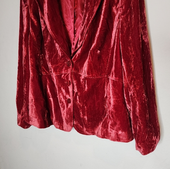 Lane Bryant Red Velvet Button Blazer Jacket Plus Size 24 - Picture 14 of 14